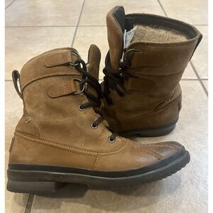 UGG AZARIA Chestnut Brown LEATHER SHEEPSKIN WATERPROOF‎ DUCK BOOTS Women's Sz 6